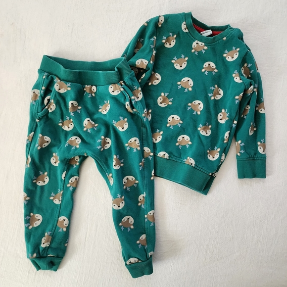 H&m reindeer matching sweatsuit 3t - Picture 1 of 6